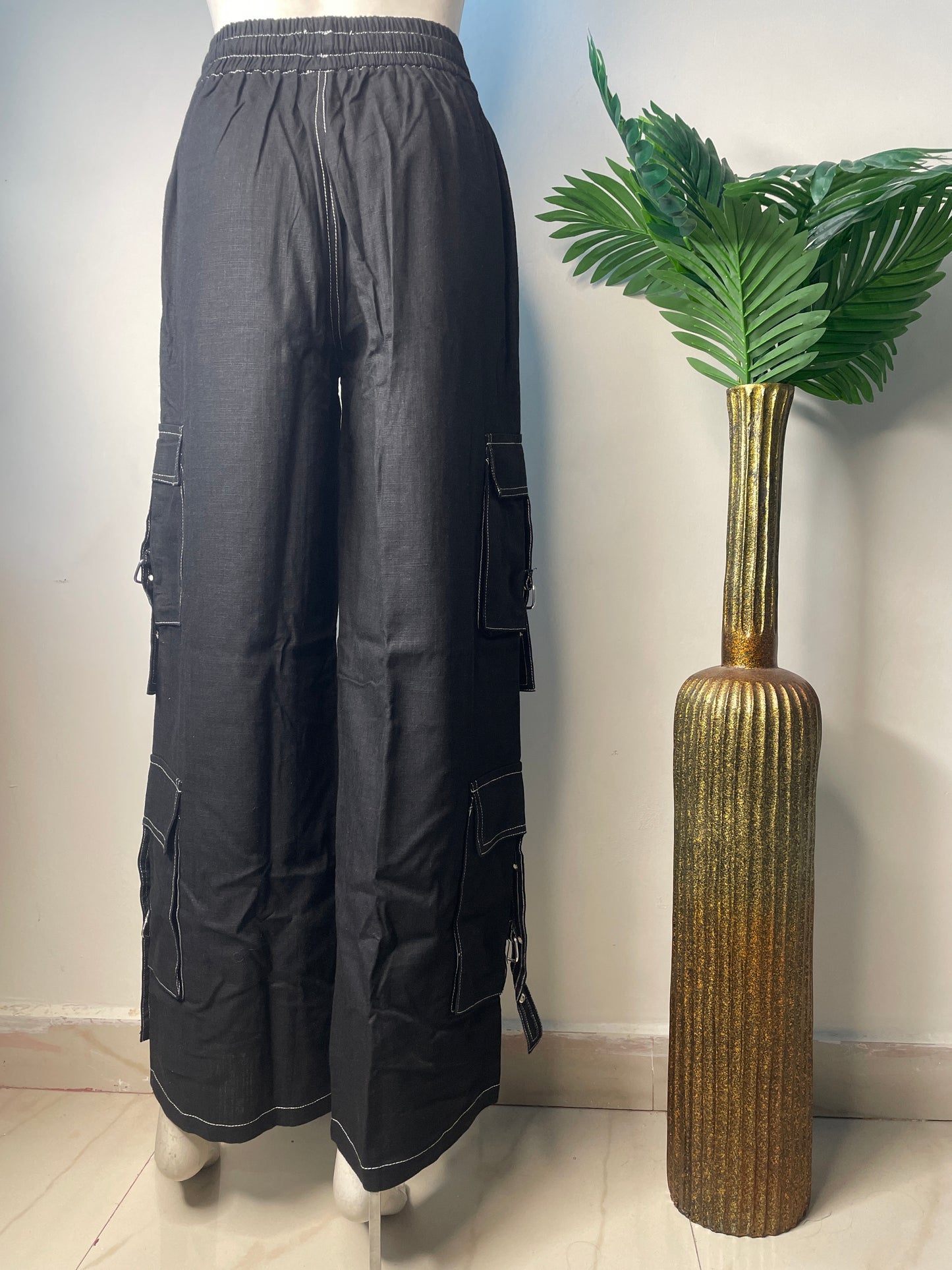 Black linen cargo