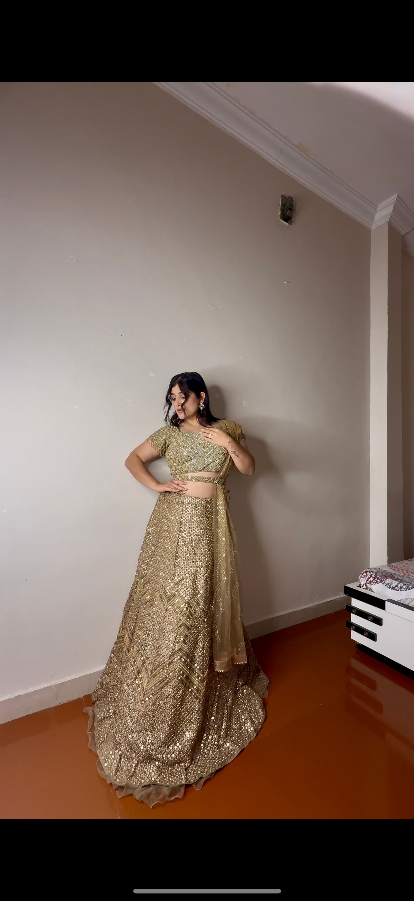 Rust gold Lehenga