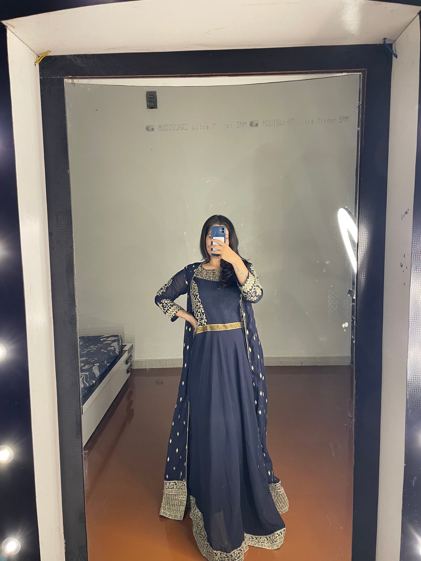 Gown with long shrug