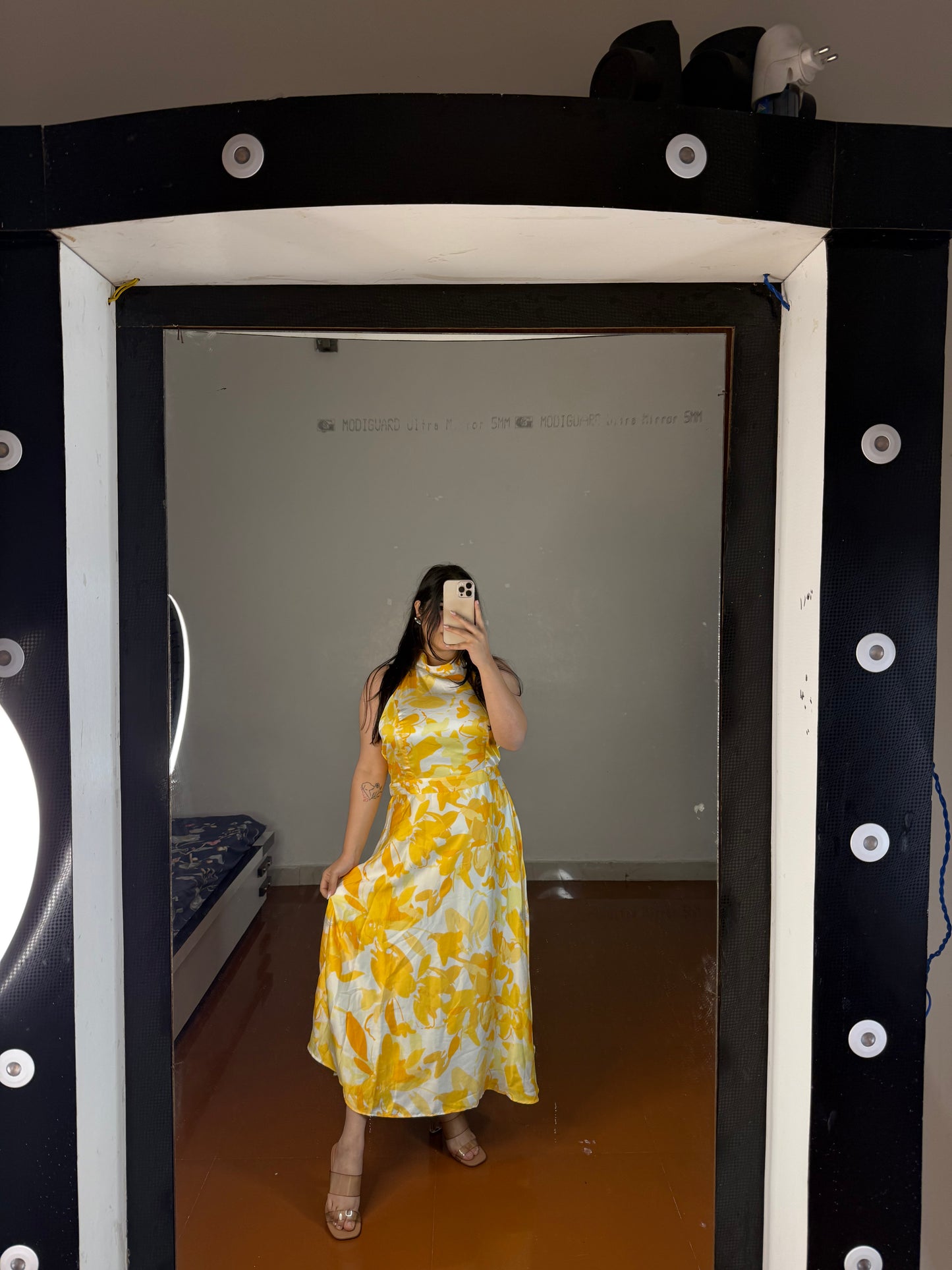 Halter neck satin dress