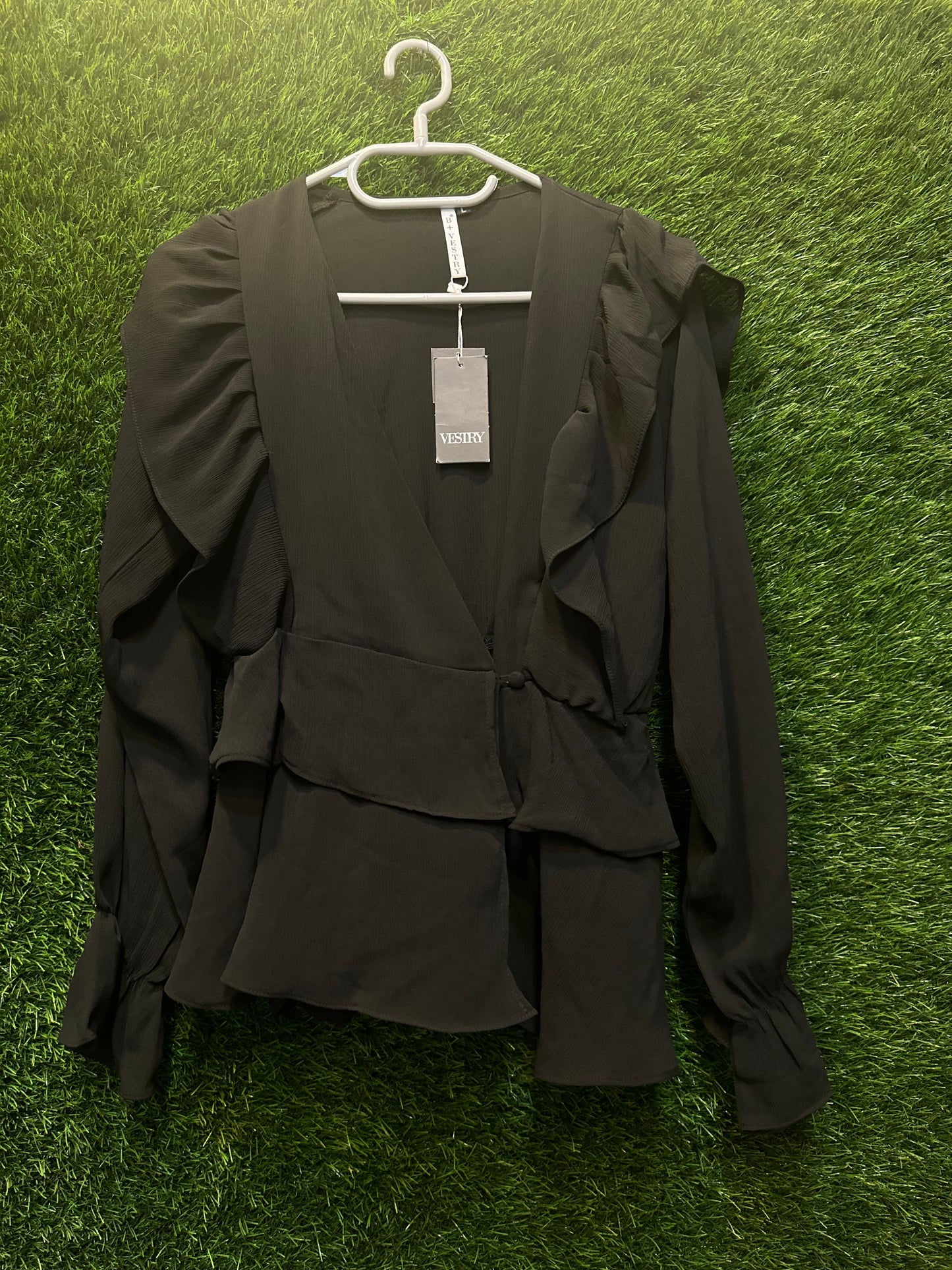 Party wear black frilly top