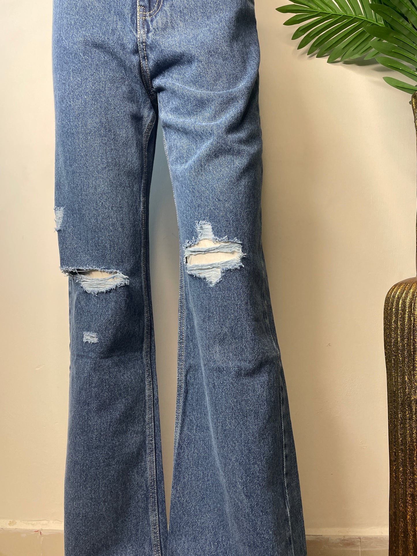 Blue wide leg denim(665)