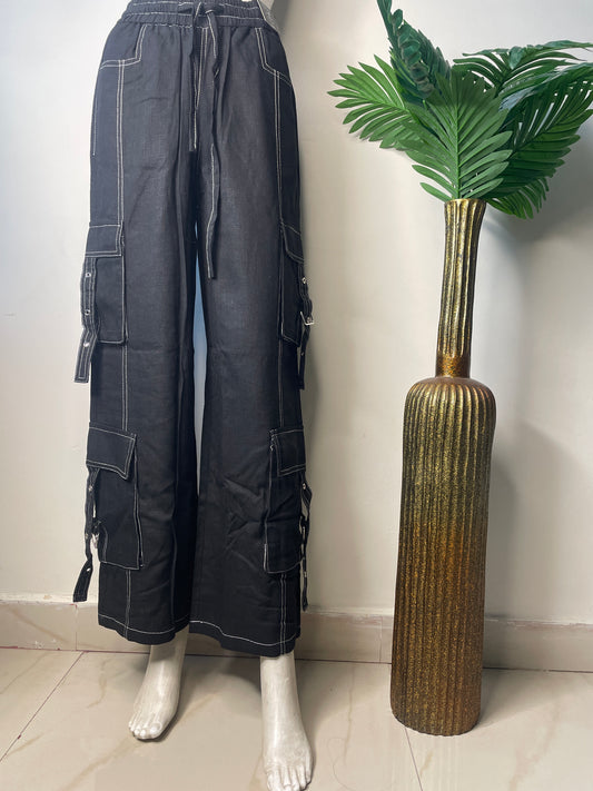 Black linen cargo