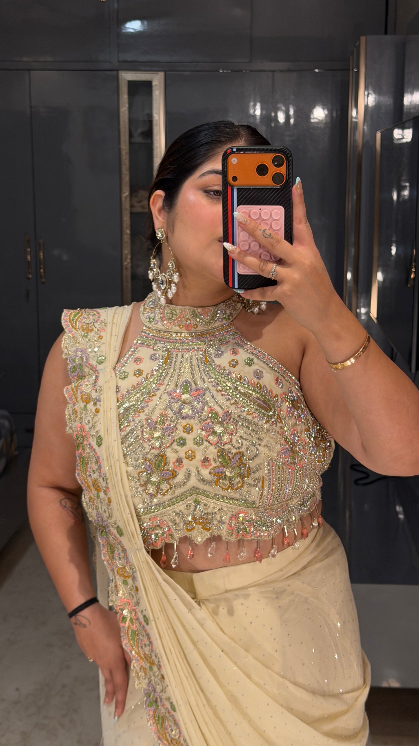Embroided halter neck