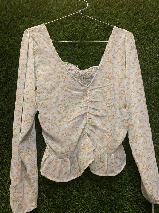 long v-neck floral top