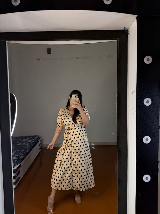Polka wrap dress