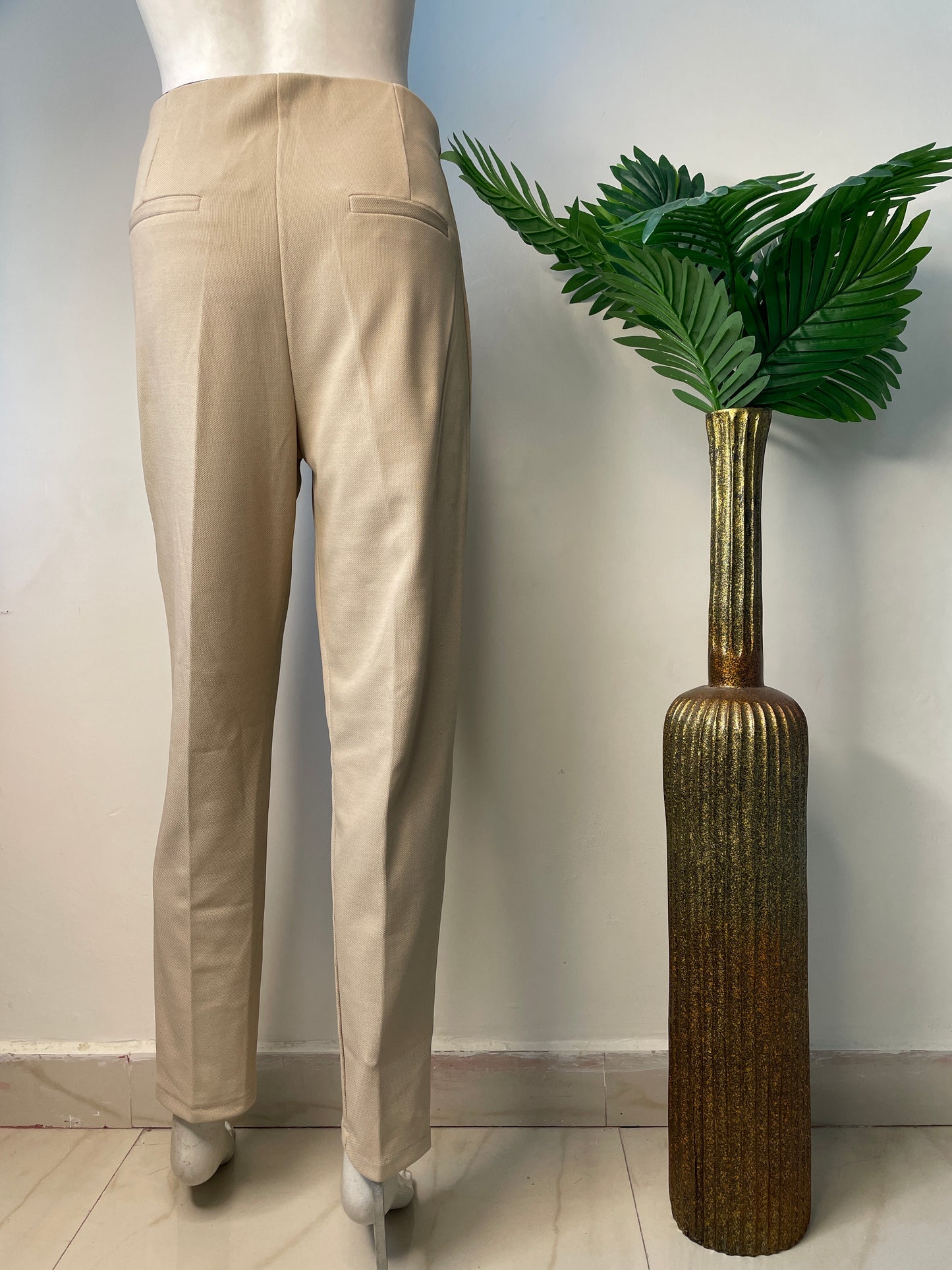Beige formal slim ankle pant
