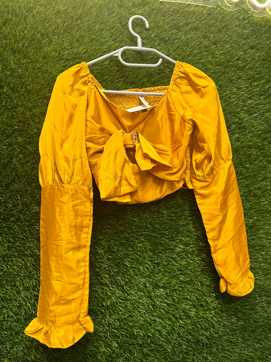 Yellow satin top