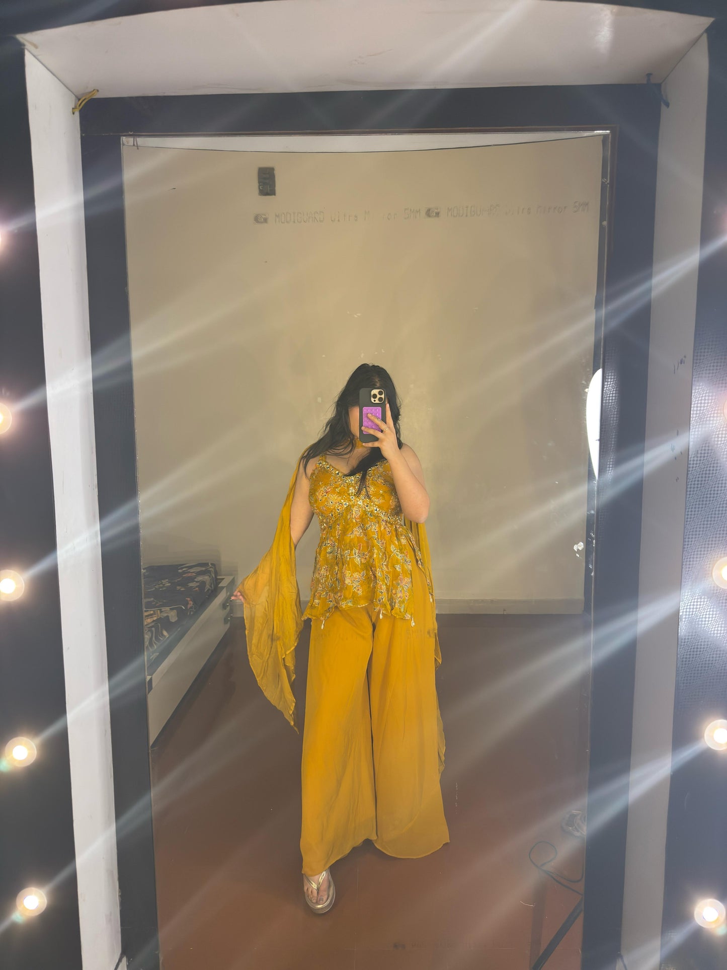 Yellow peplum plazzo set