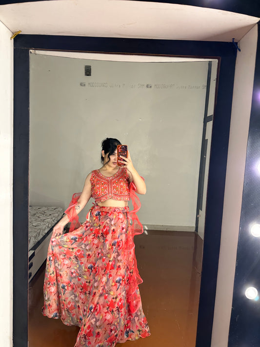 Organza lehenga