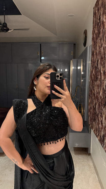Halter neck saree