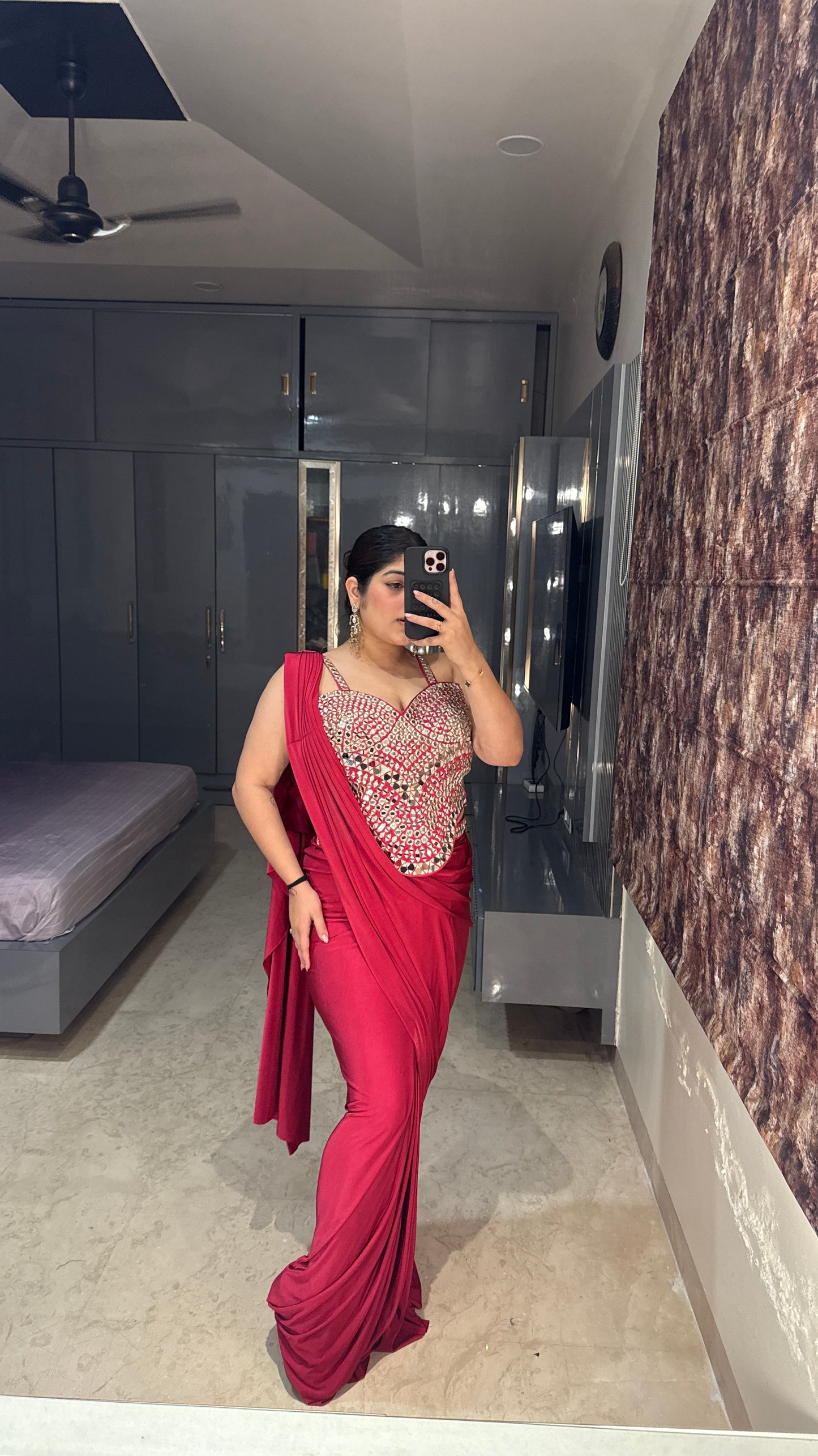 Mirror work saree