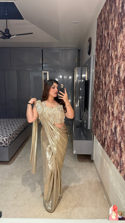 Metallic saree Light golden
