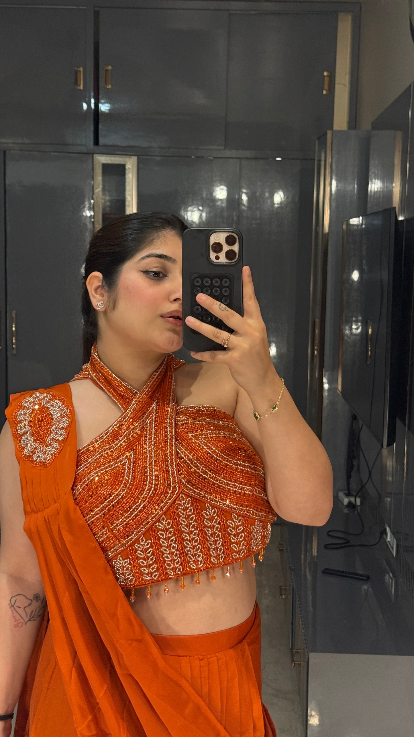 Halter neck saree