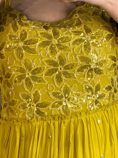 Yellow handwork gown.