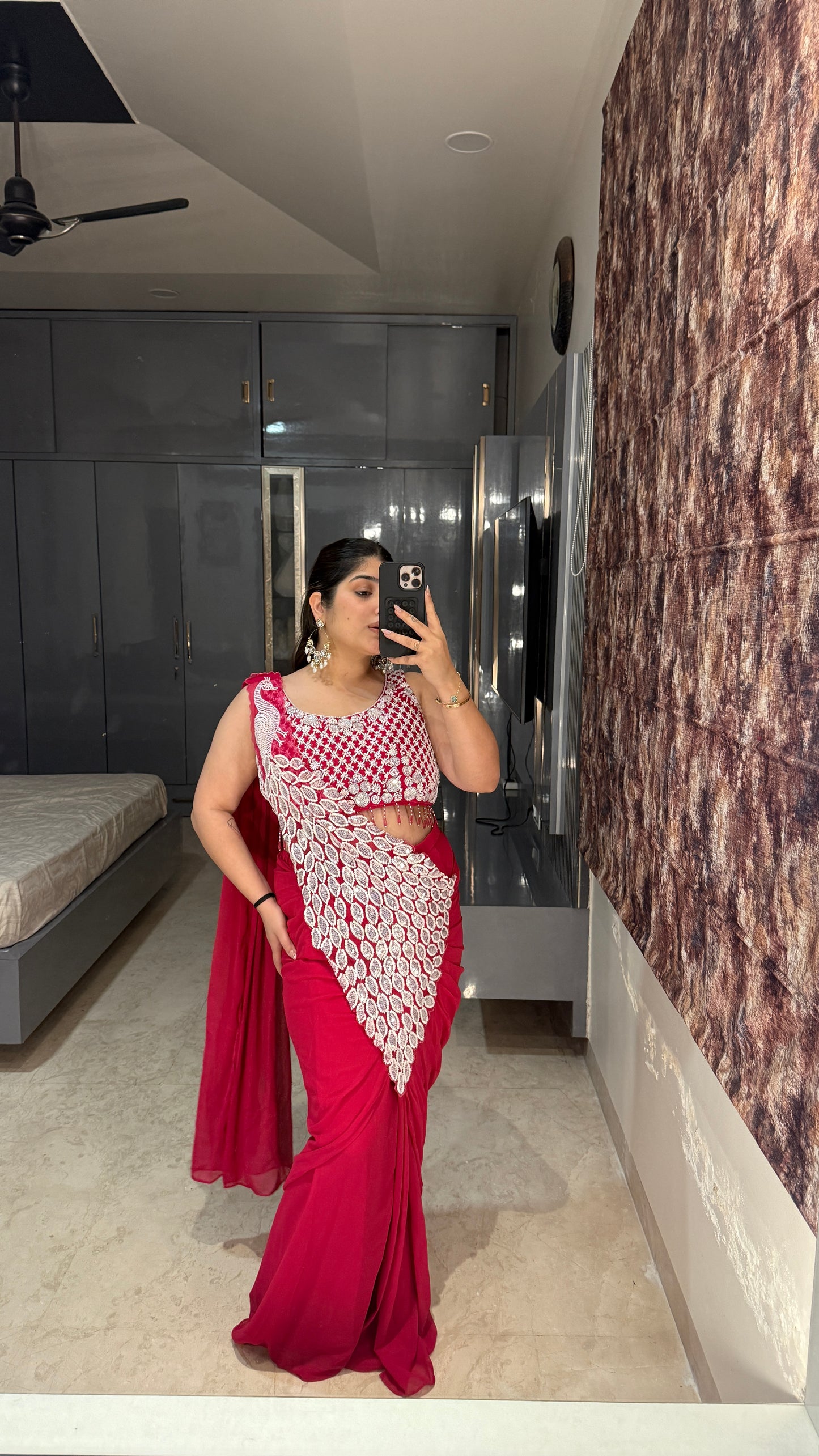 Heavy pallu saree( rani pink)