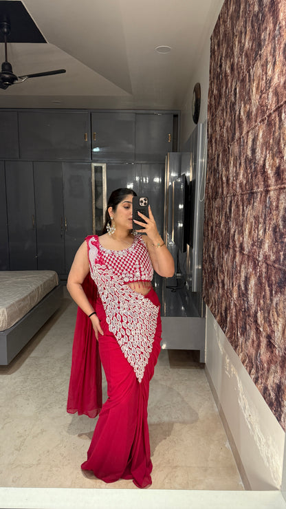 Heavy pallu saree( rani pink)