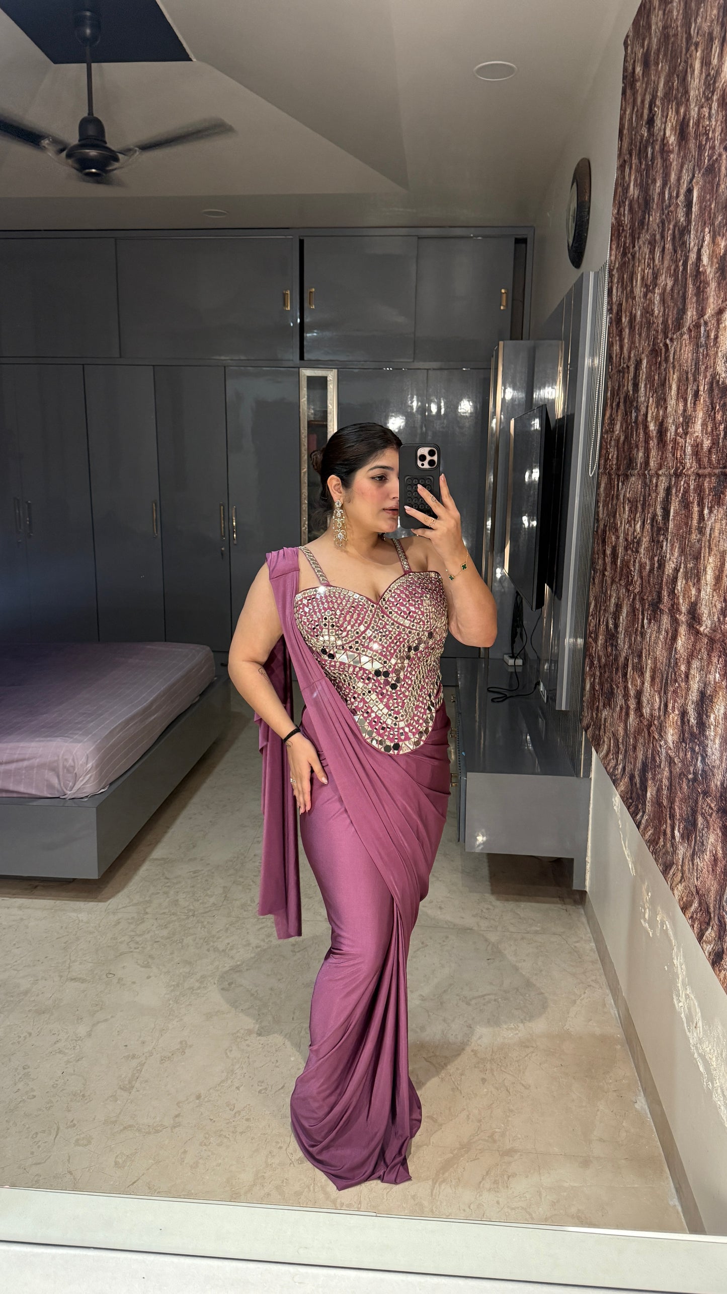 Mirror work saree