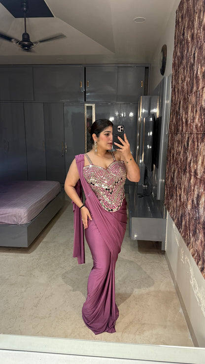 Mirror work saree