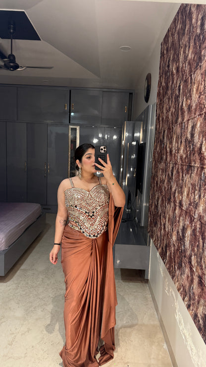 Mirror work saree