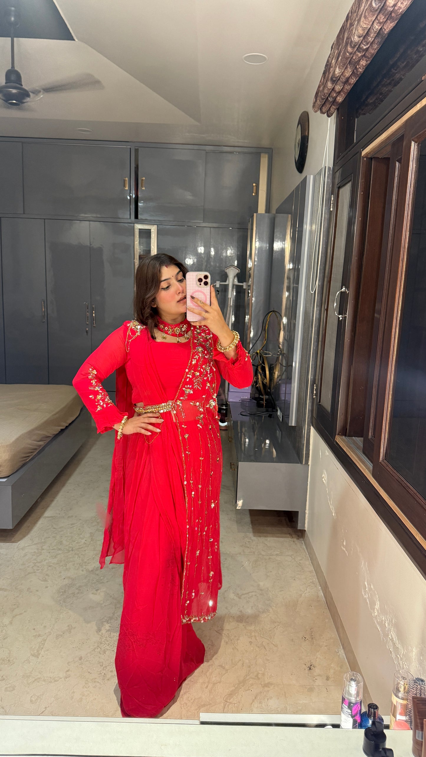 Karwachauth saree(pink)