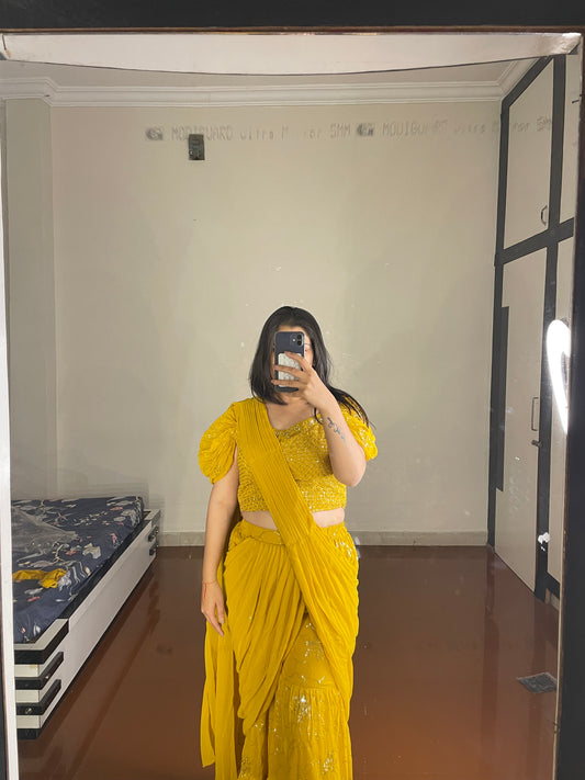 Predrape sharara saree