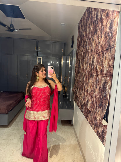 Bandhej plazo set(pink)