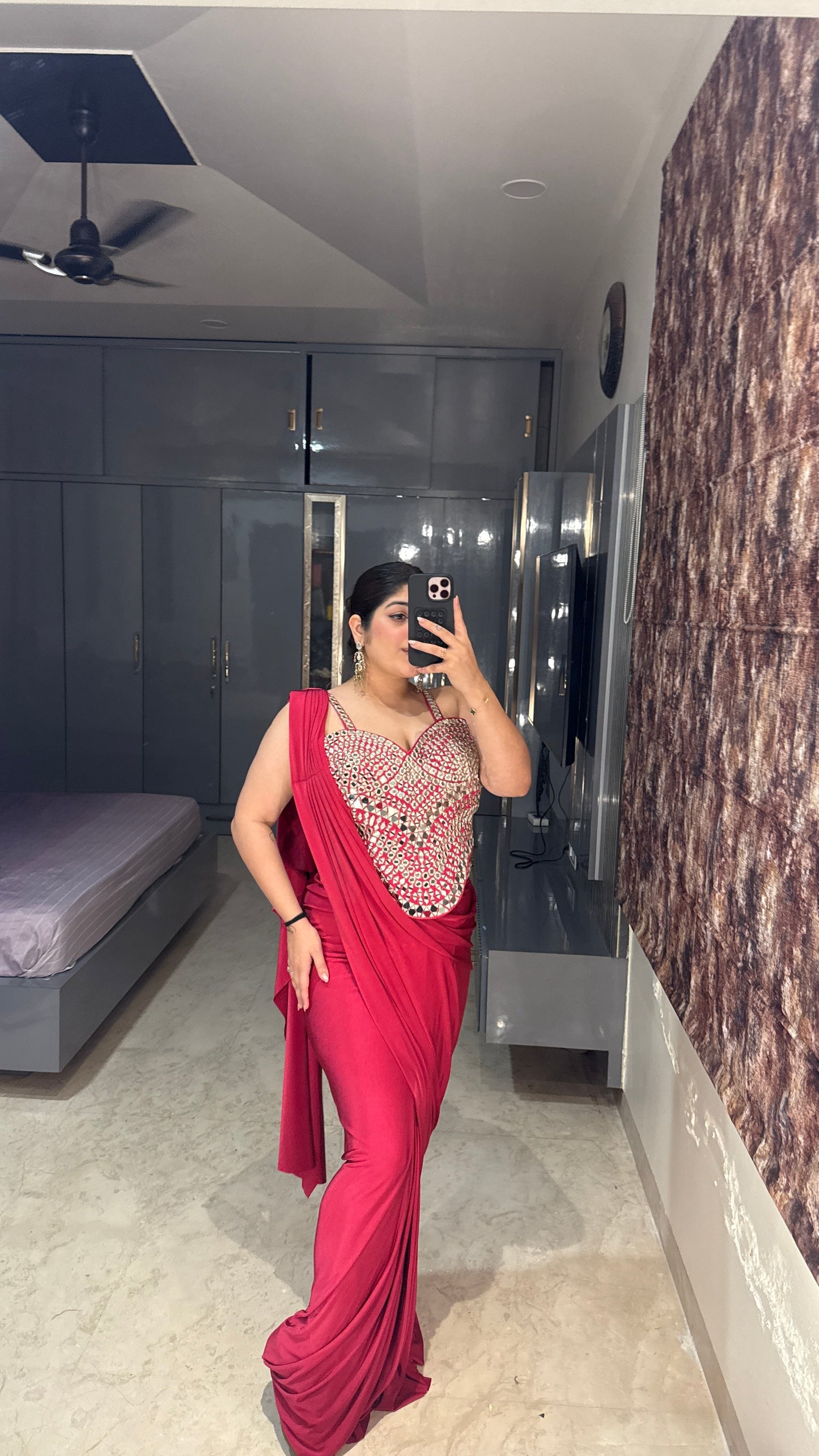 Mirror work saree