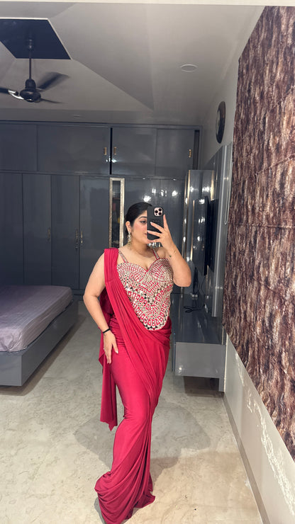 Mirror work saree