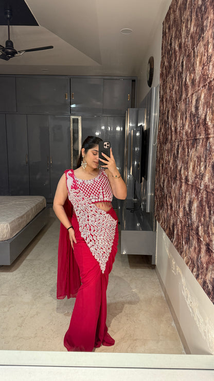 Heavy pallu saree( rani pink)