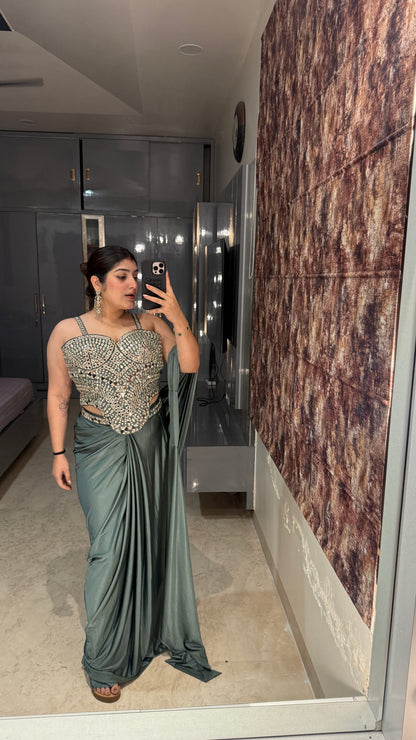 Mirror work saree