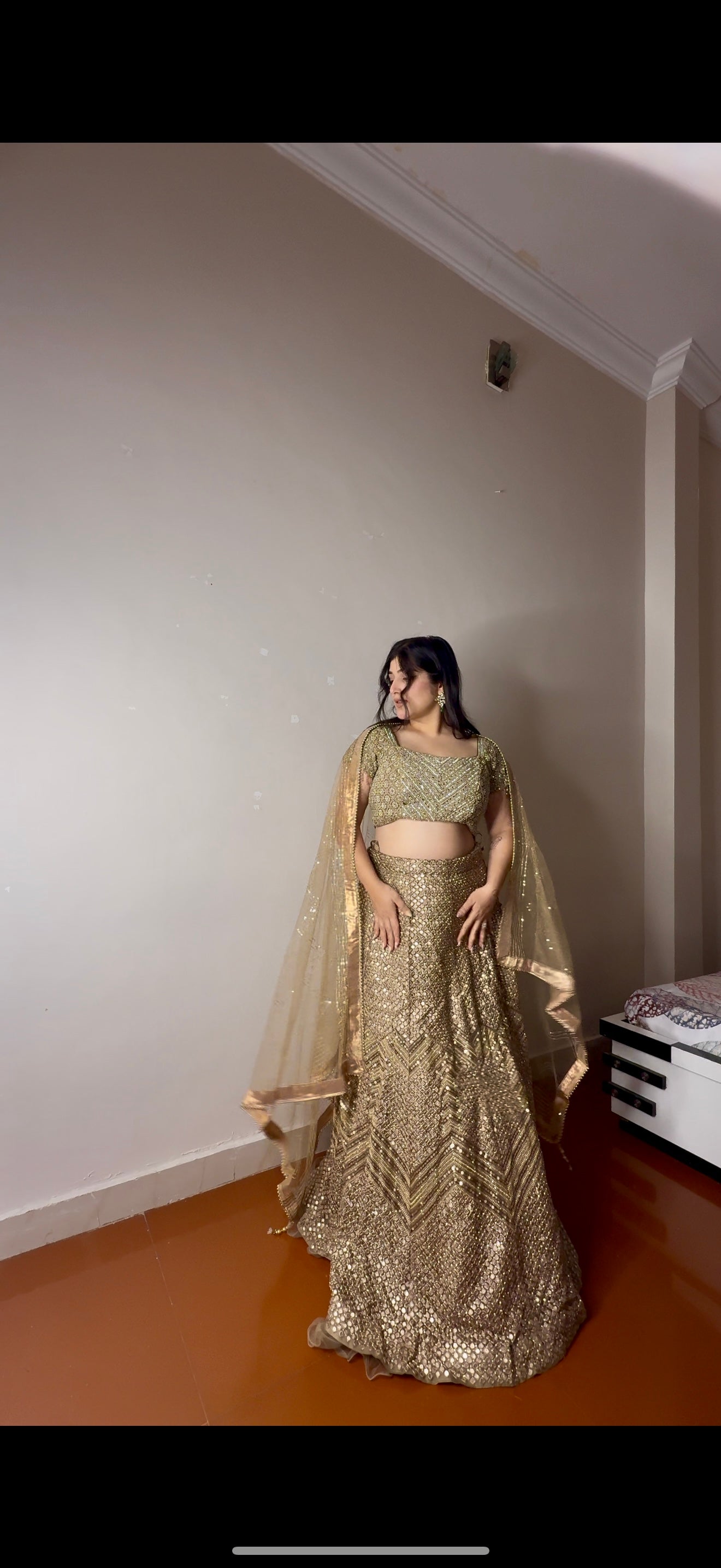 Rust gold Lehenga
