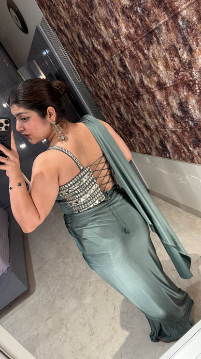 Mirror work saree