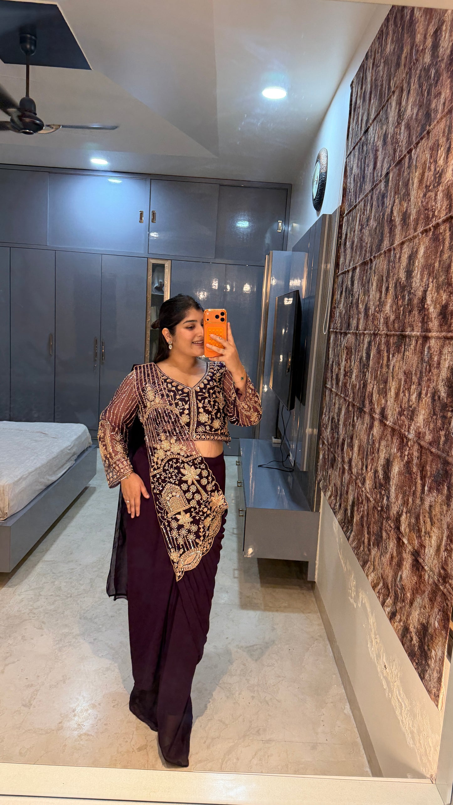 Tropical saree(purple)