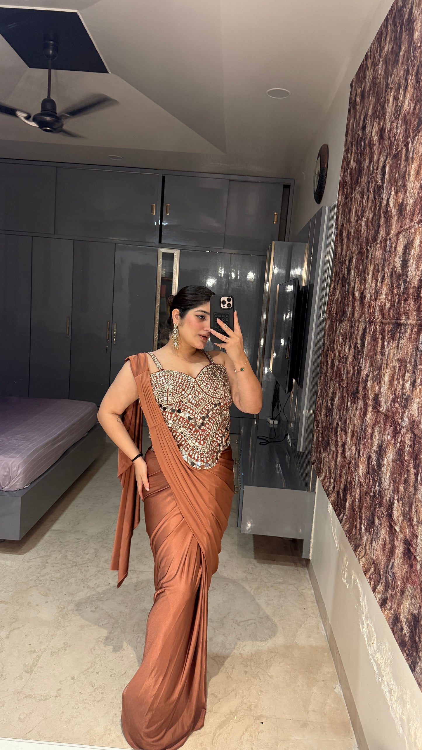 Mirror work saree