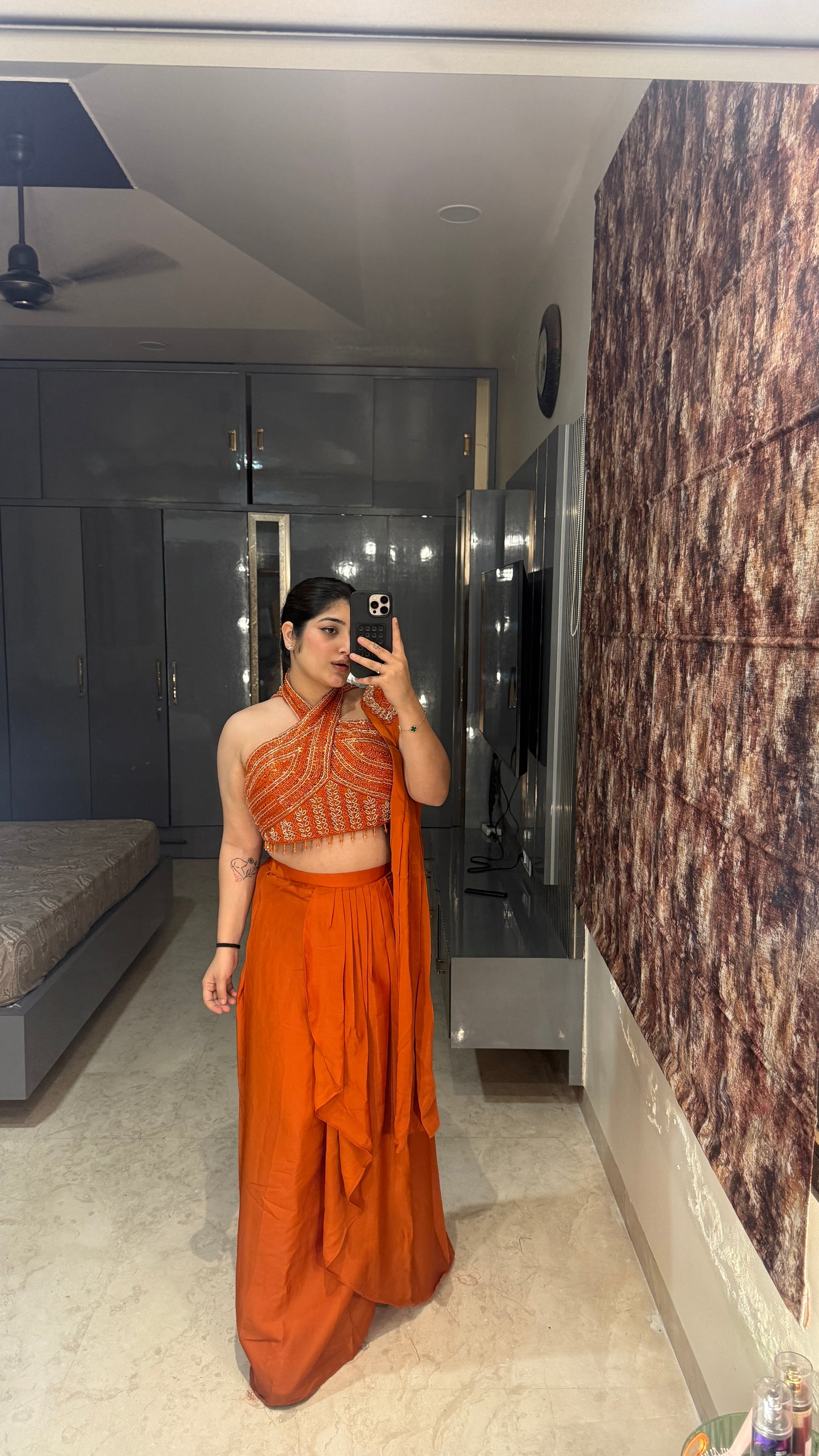 Halter neck saree