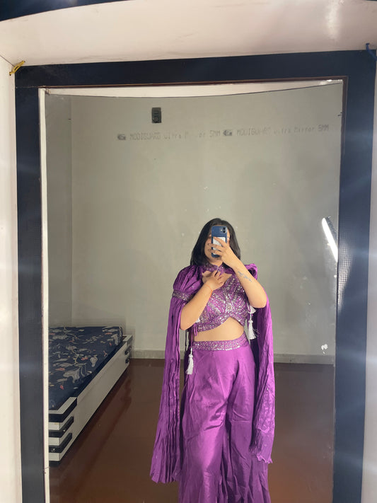 Plazo with shoulder cape