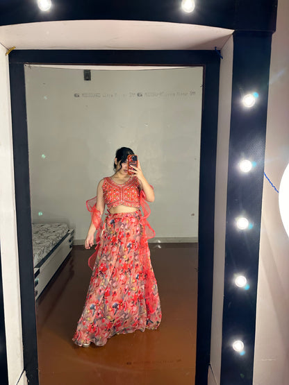 Organza lehenga
