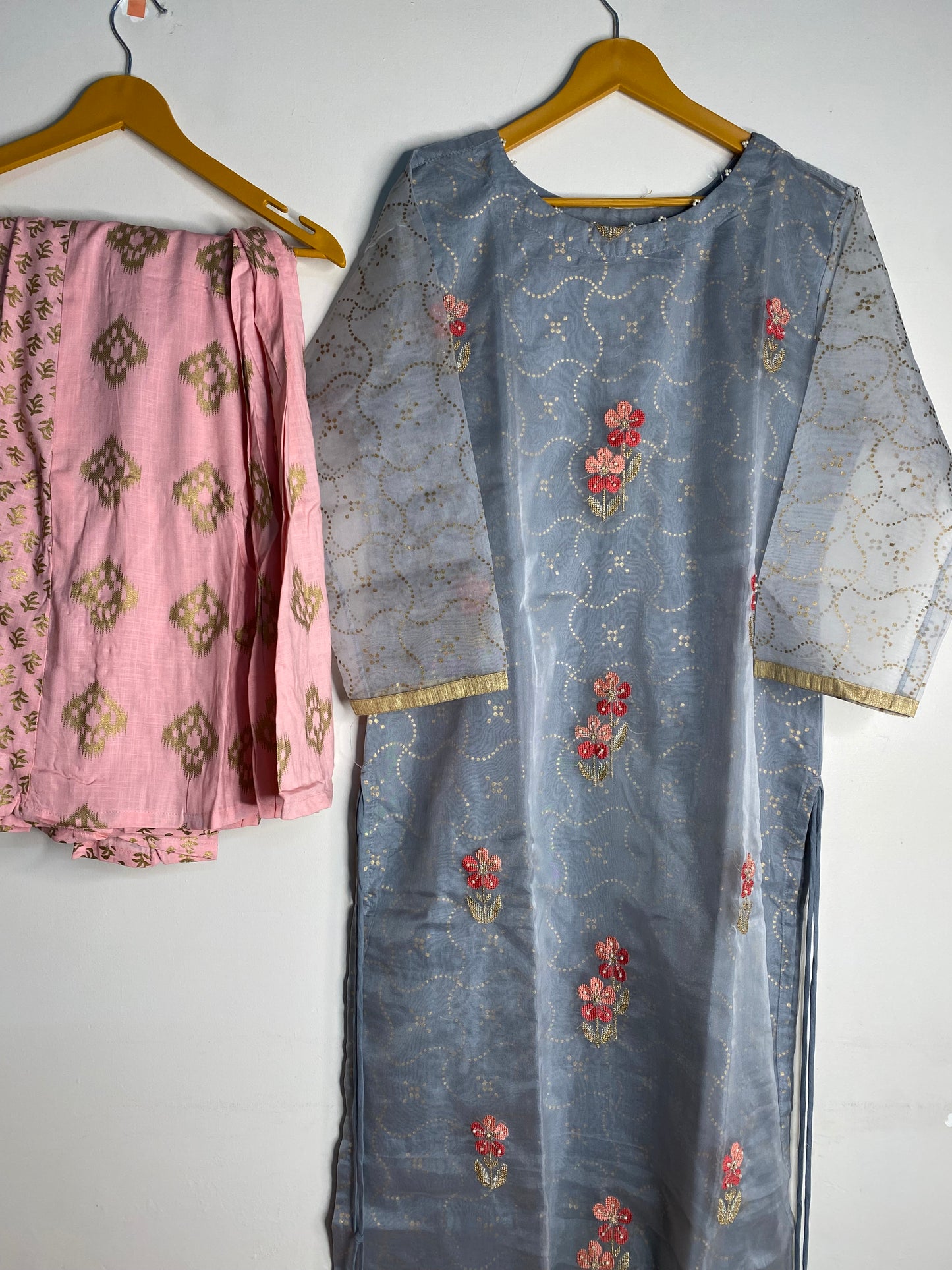 Organza Kurti with skirt  and duppatta