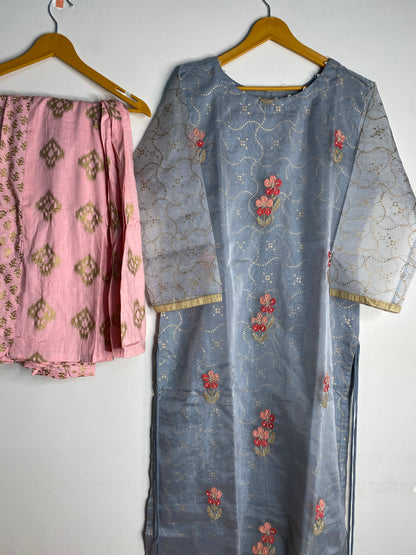 Organza Kurti with skirt  and duppatta