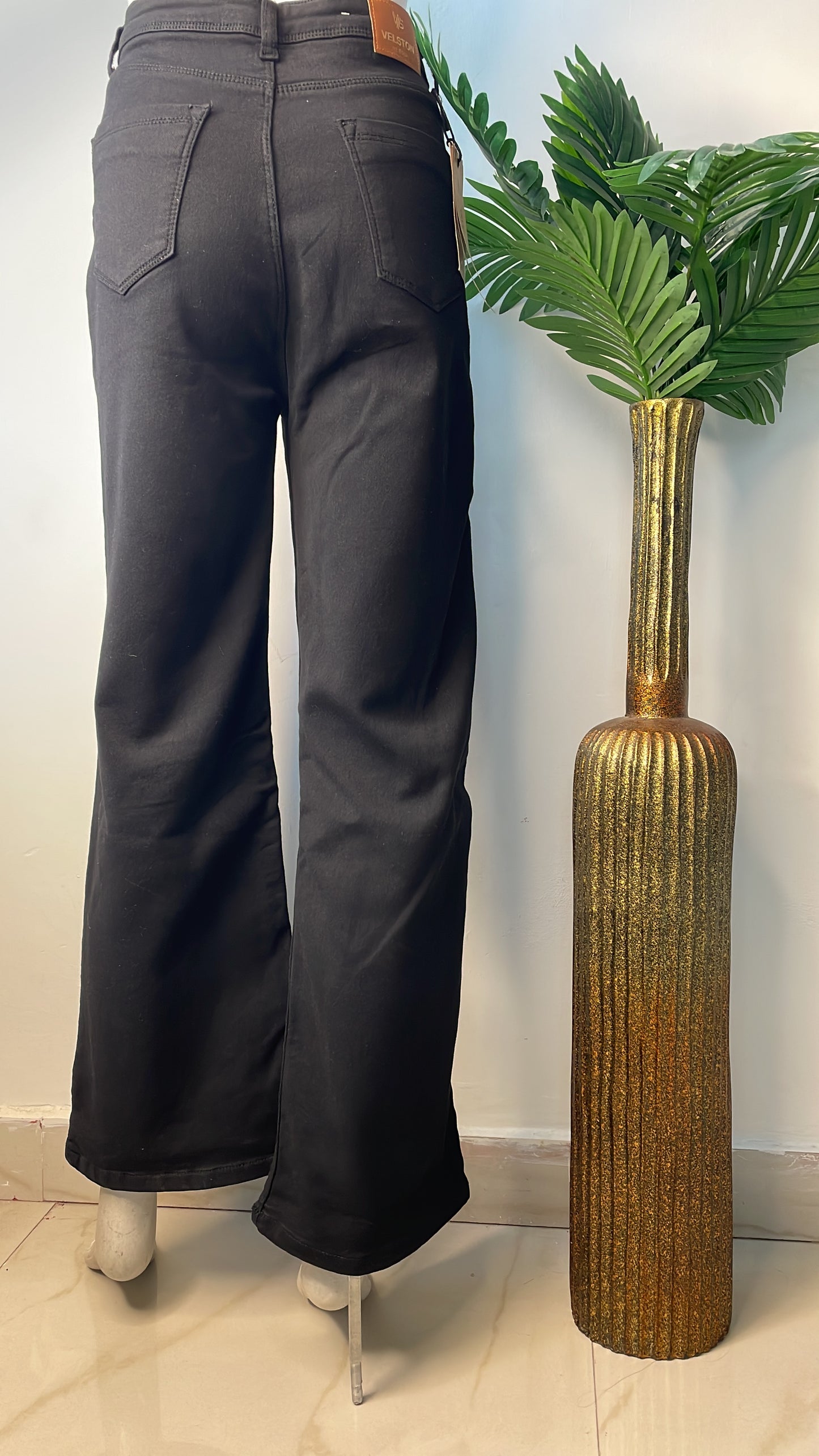 Black strechable wide leg(1017)