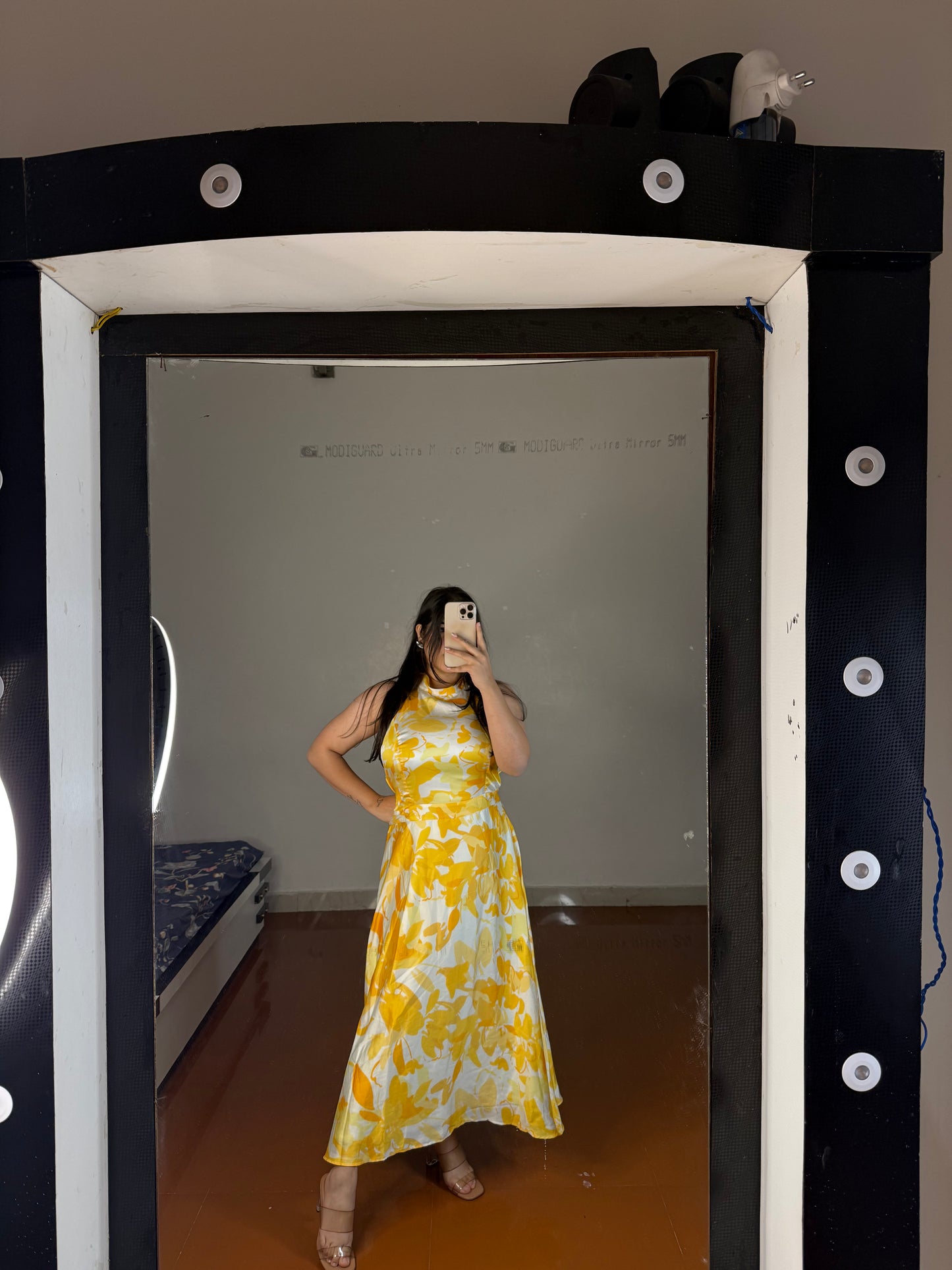 Halter neck satin dress