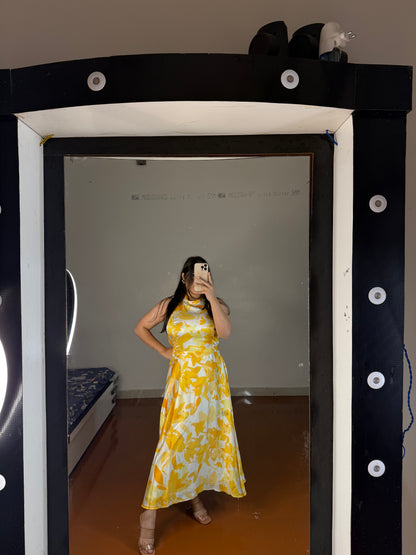 Halter neck satin dress