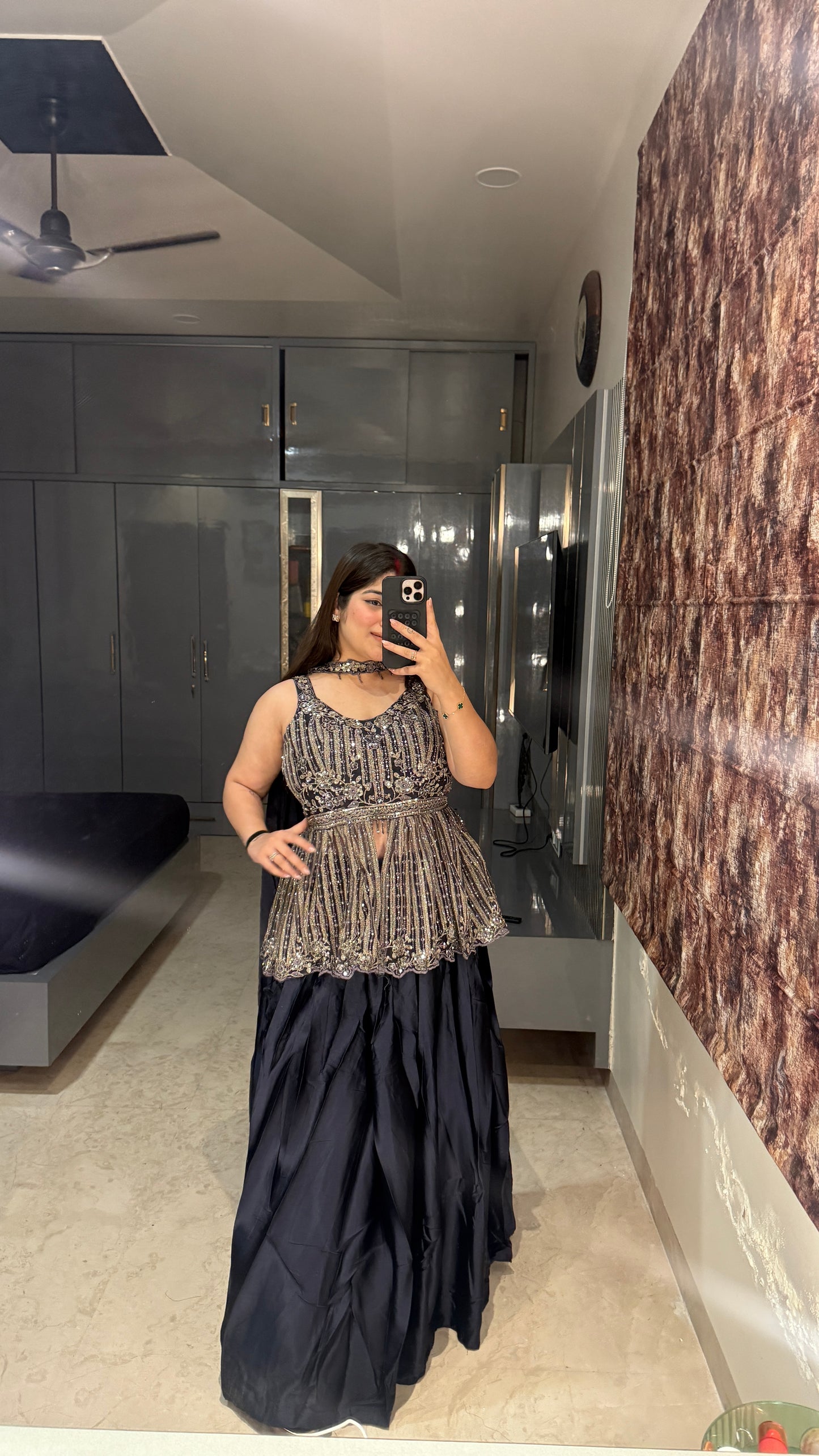 Grey peplum set