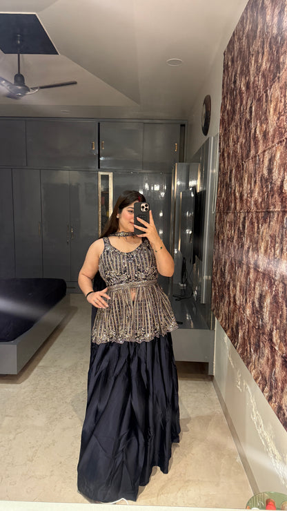 Grey peplum set
