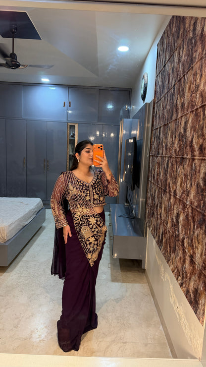 Tropical saree(purple)