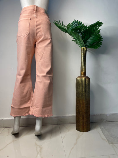 Peach bell bottom denim