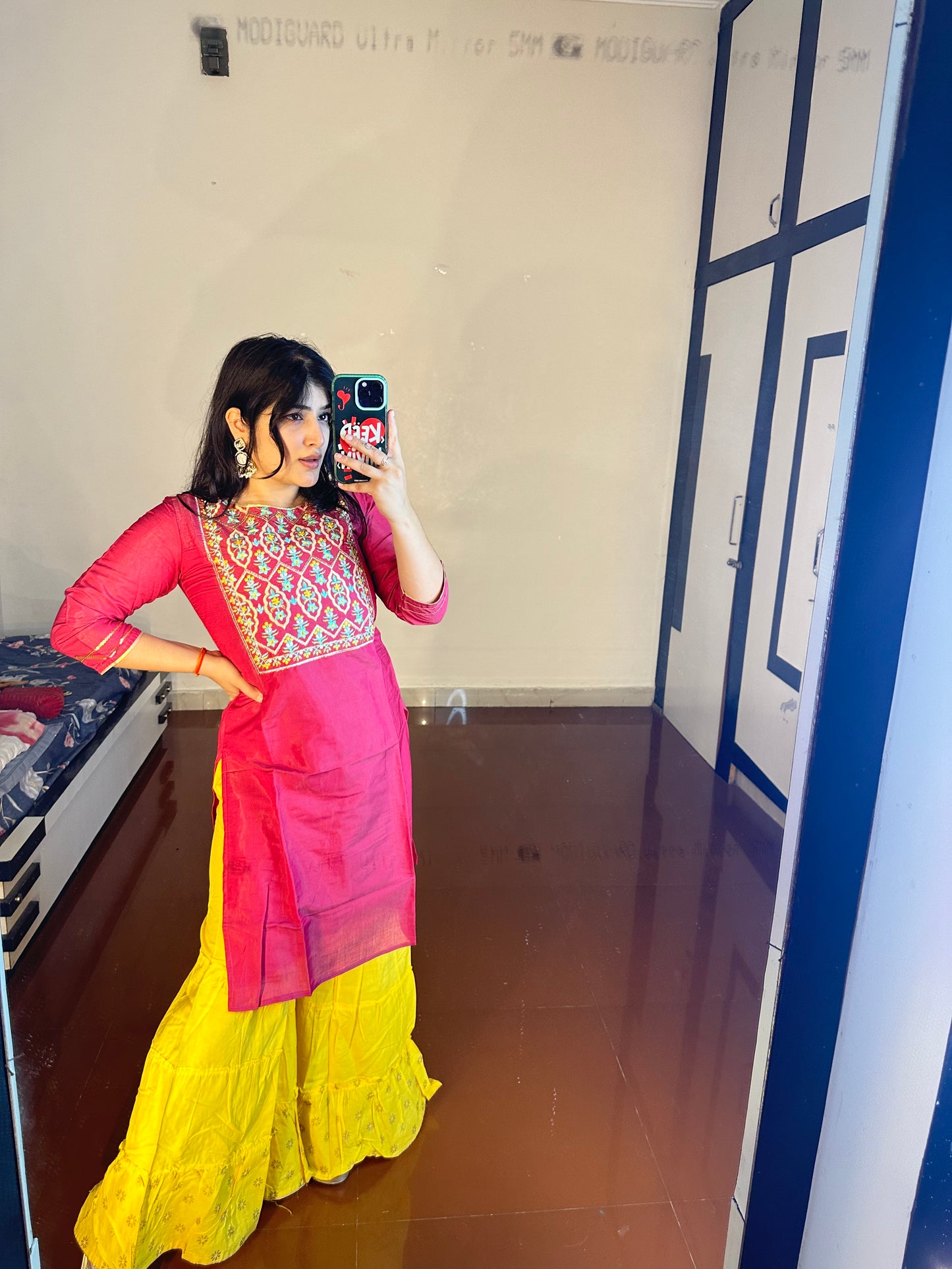 Embroided kurti with sharara