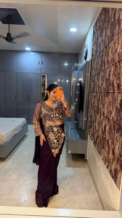 Tropical saree(purple)