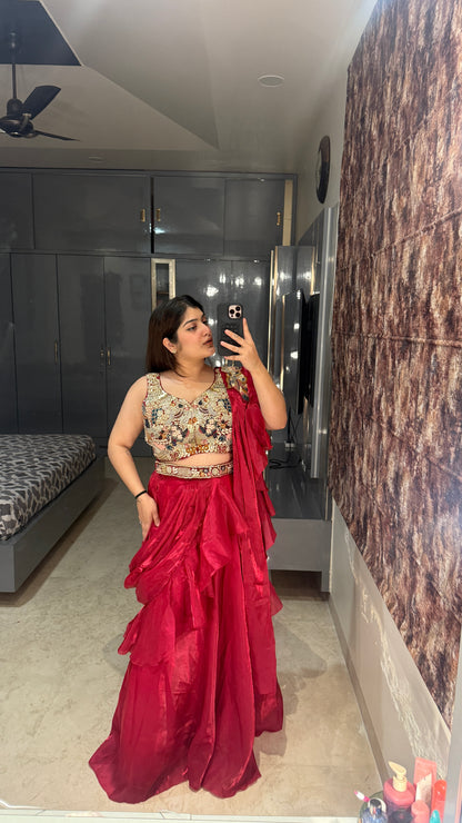 Ruffle saree